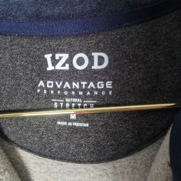 Izod Sweater Men's M Heathered Gray Soft Advantage Performance Stretch 1/4 Zip - Picture 3 of 7